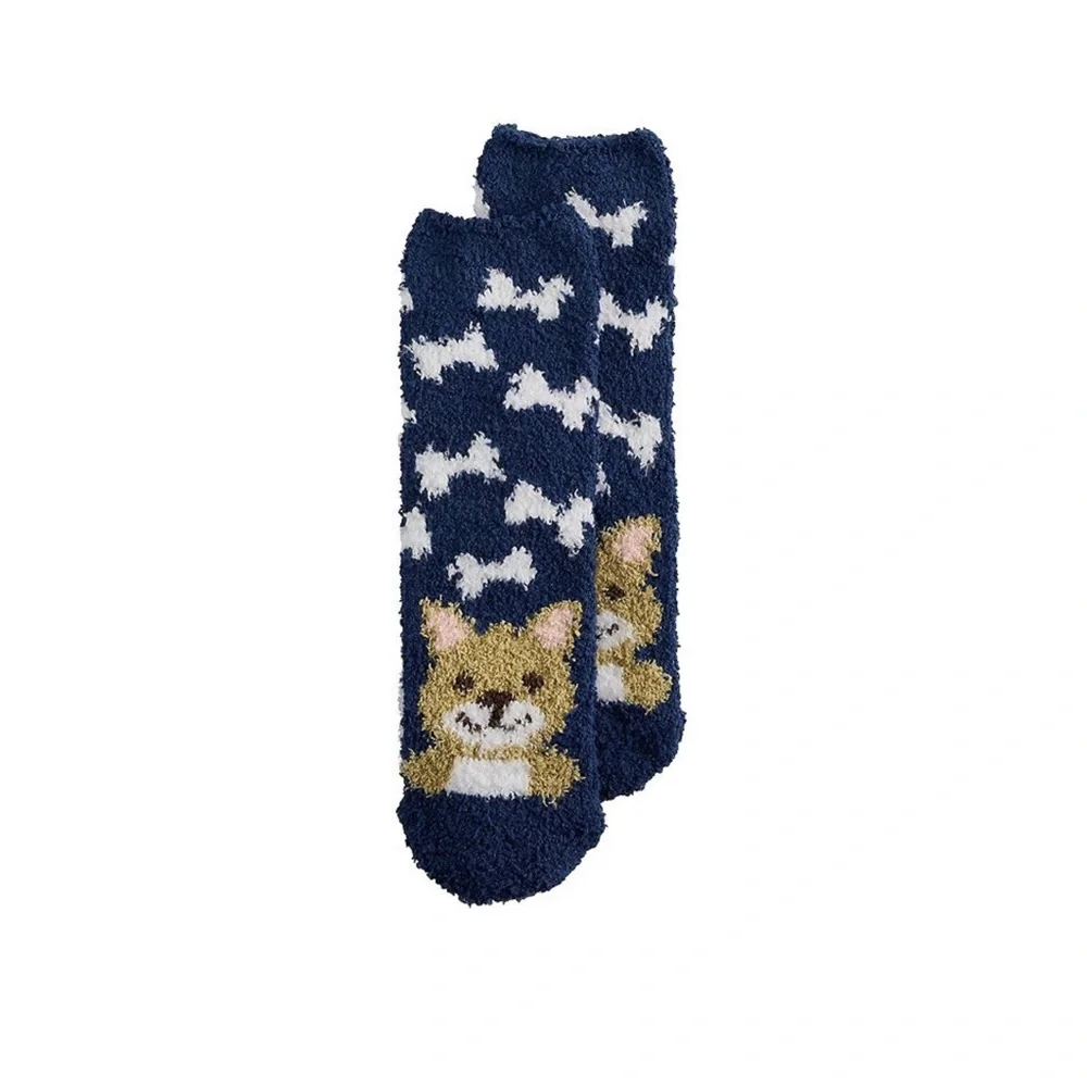 Cozy Blue and White bones & dog Socks.NWT - Picture 2 of 2